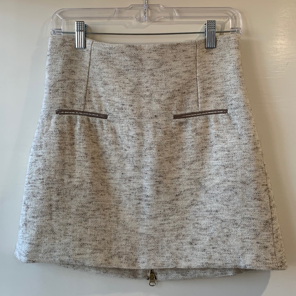 AMBER SAKAI Wool A-line Mini Skirt in Cream Size S